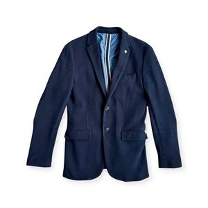 Zara Man Navy Blue Textured Slim Fit Blazer Jacket Sports Coat - Size M